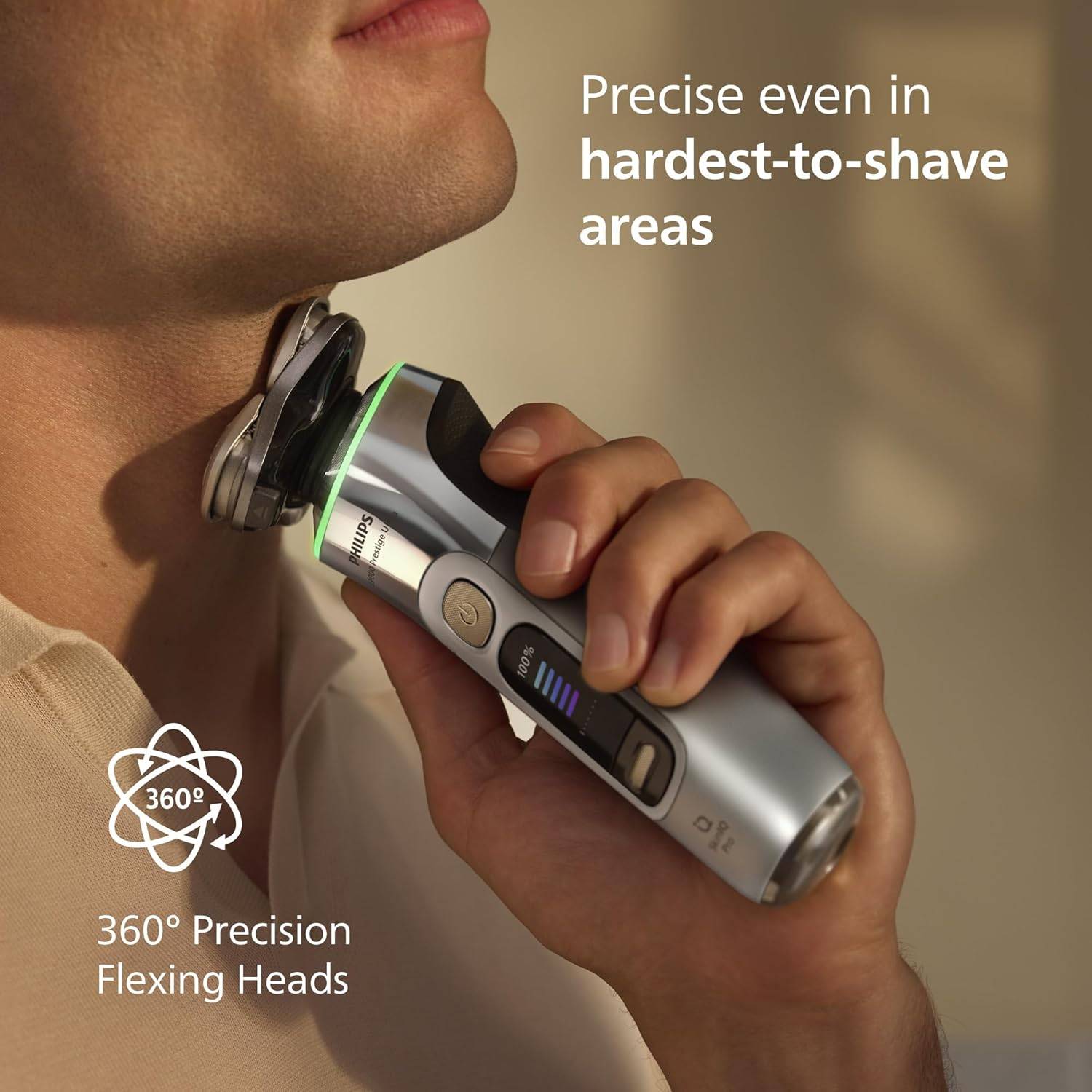 Philips i9000 Prestige Ultra Shaver XP9404/31 | Wet & dry | Ultimate close, comfortable shave | 5 modes | Quick clean system | Light-up charging stand | 60 min cordless | Travel case